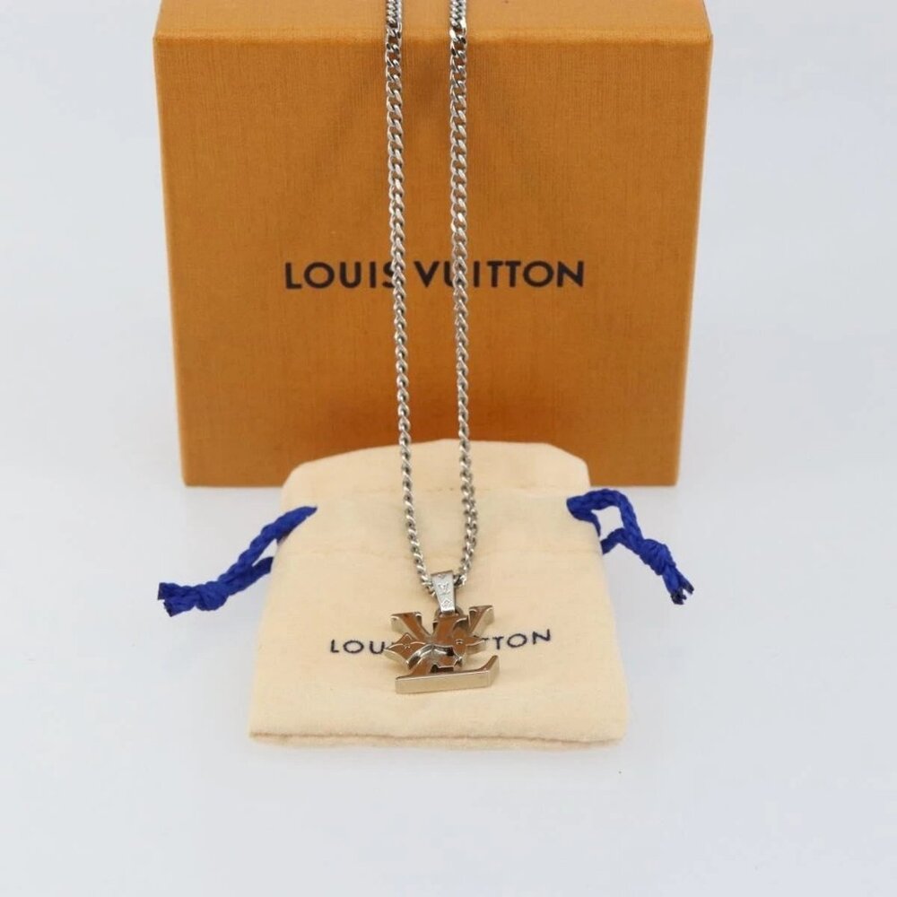 LOUIS VUITTON Monogram Row Necklace metal Silver M02254 LV Auth 143366 - Picture 15 of 16